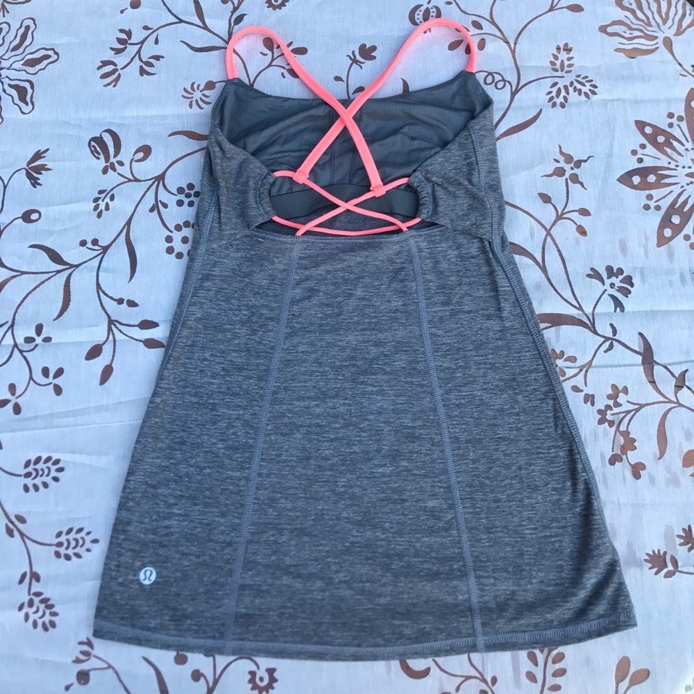 Lululemon Heather gray strappy tank top sz 4